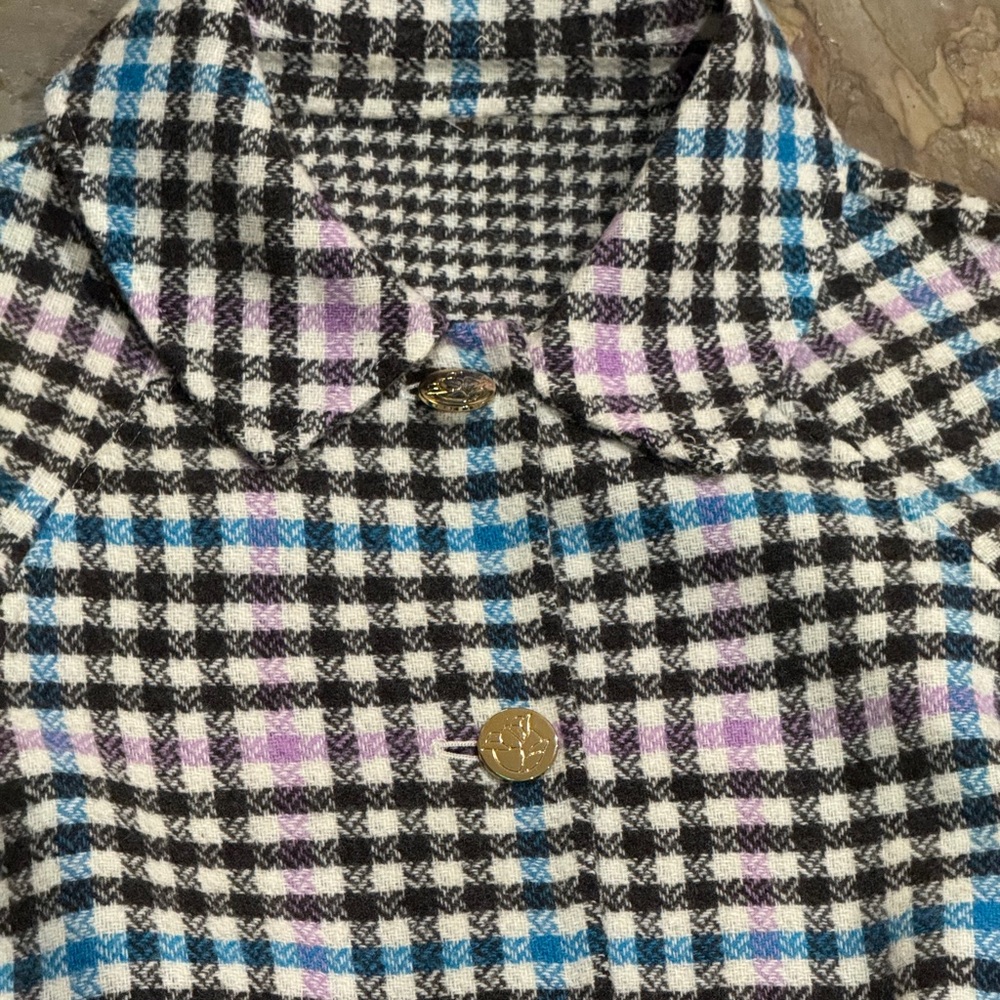 New Draper James Wool Plaid Houndstooth Reversible Swing car Coat Jacket XS S M - Picture 3 of 8